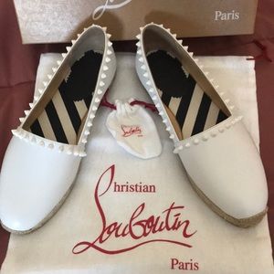 CHRISTIAN LOUBOUTIN white leather espadrilles